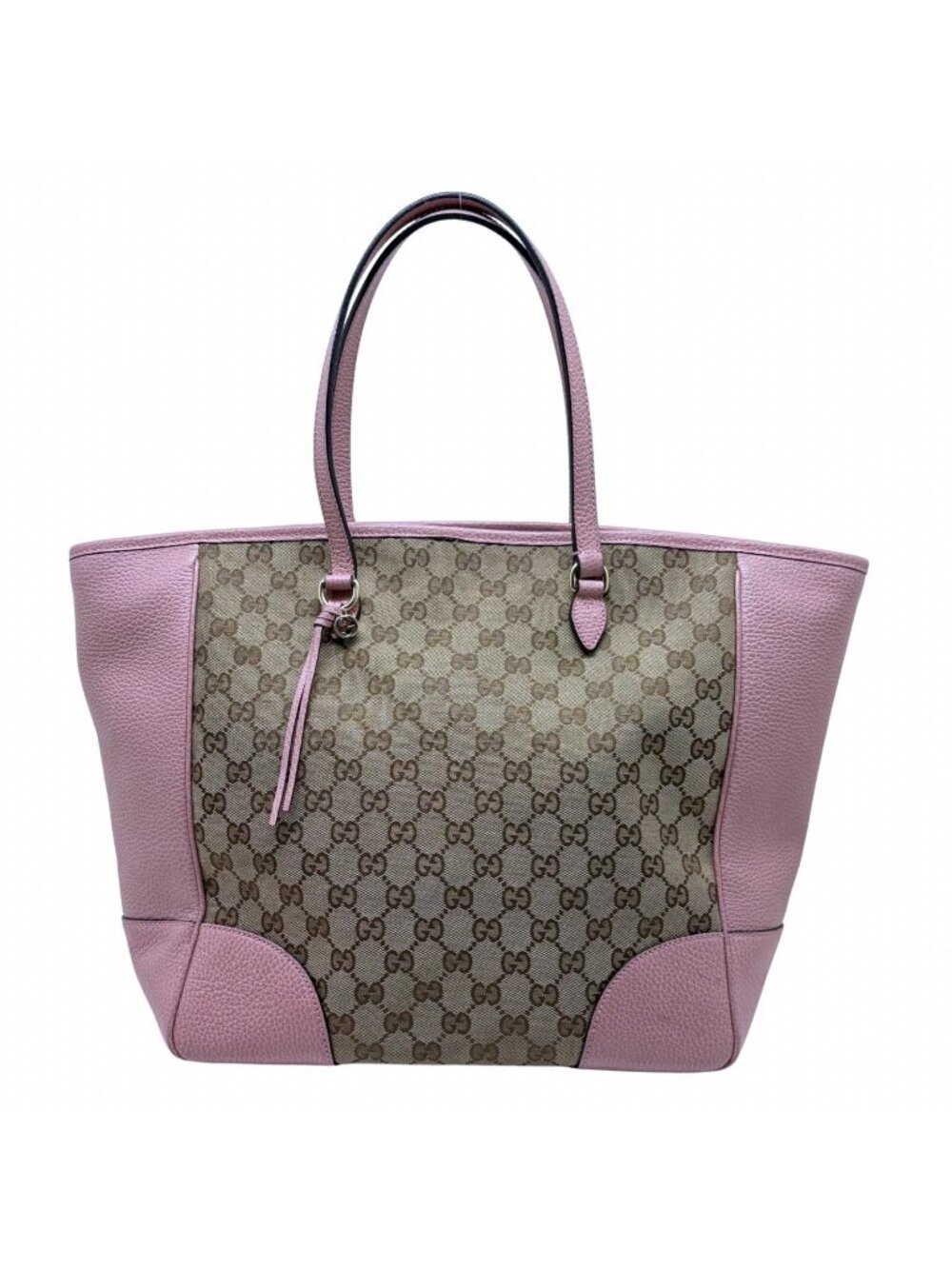 Gucci Bree GG Tote Bag Canvas Leather Beige Pink Gray